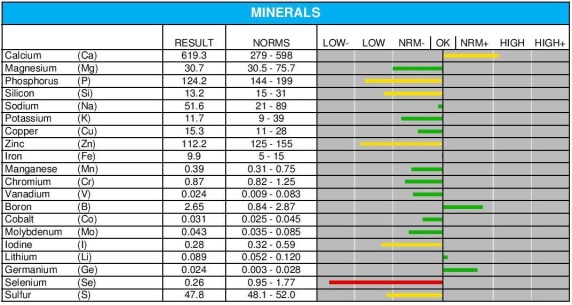 Minerals Chart